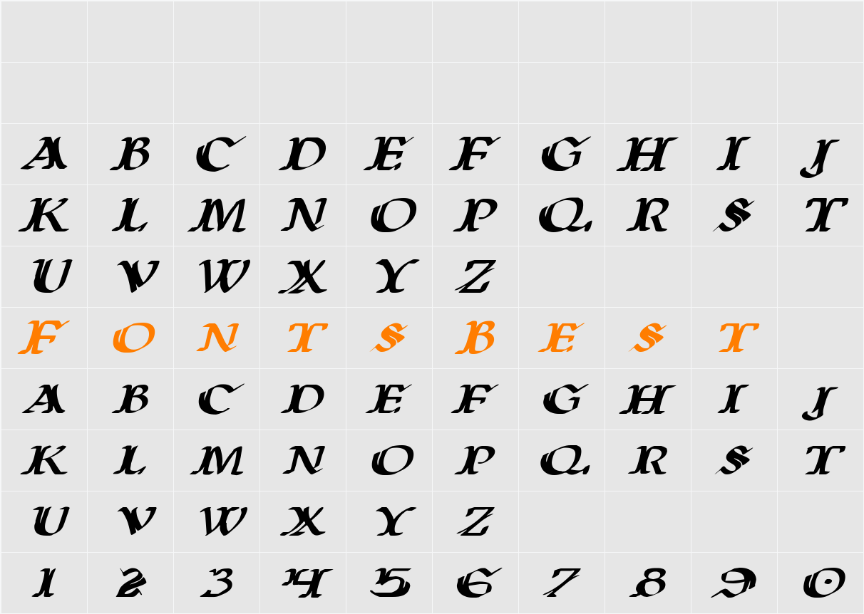 Wars of Asgard Expanded Italic Character Map