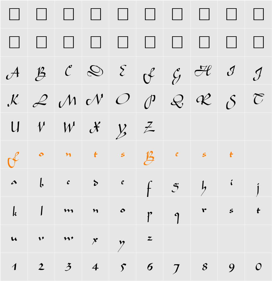 Legende Character Map