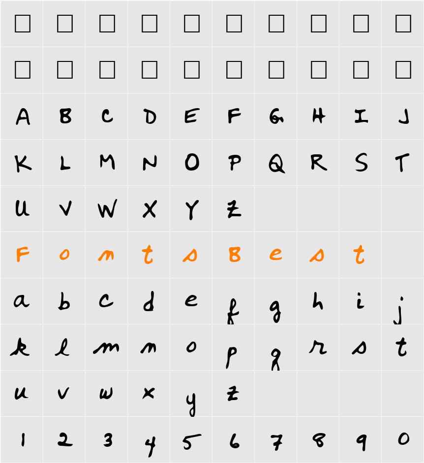 LeonardsHand Character Map