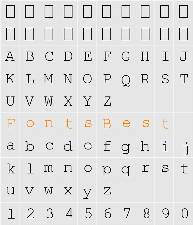 K8 Kurier Fixed Character Map