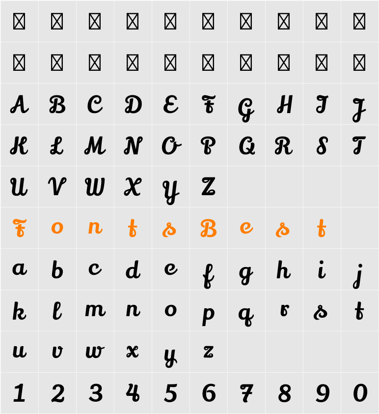 Lily Script One Character Map