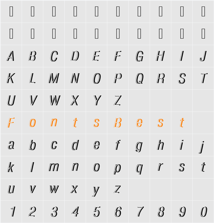 NimbusSanDLigConItaRe1 Character Map