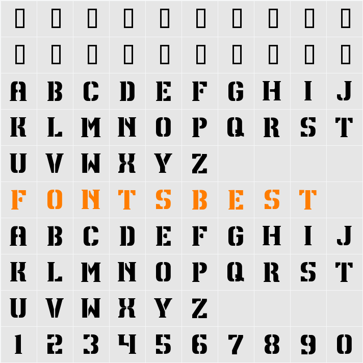 TPF U13 Character Map