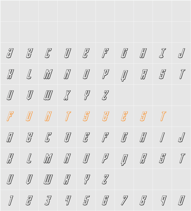 Viceroy of Deacons 3D Italic Character Map