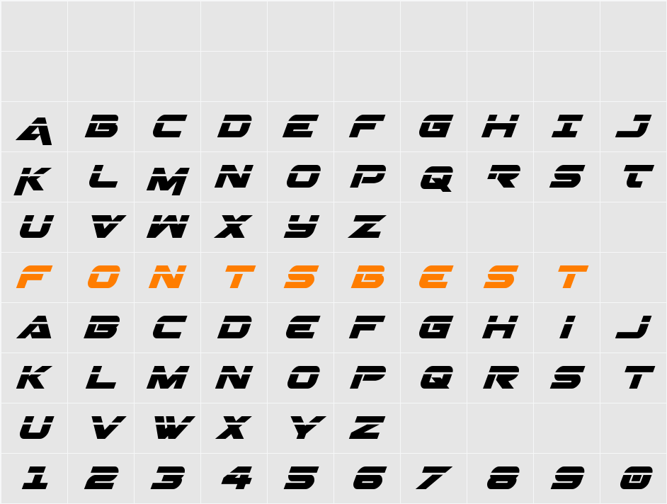Gemina Laser Italic Character Map
