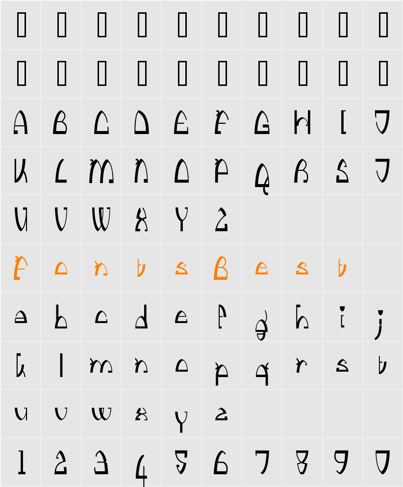 Kingthings Stirrup Character Map