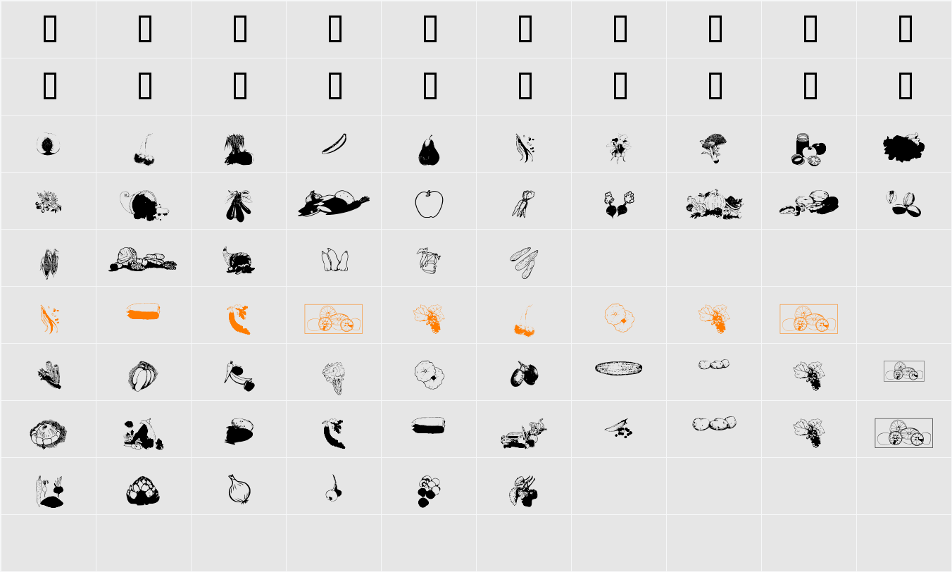 FruitsNVegies2 Character Map