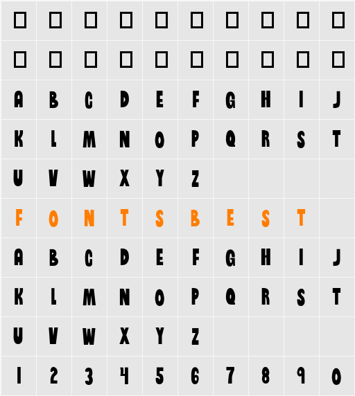 Brinetext Black Character Map