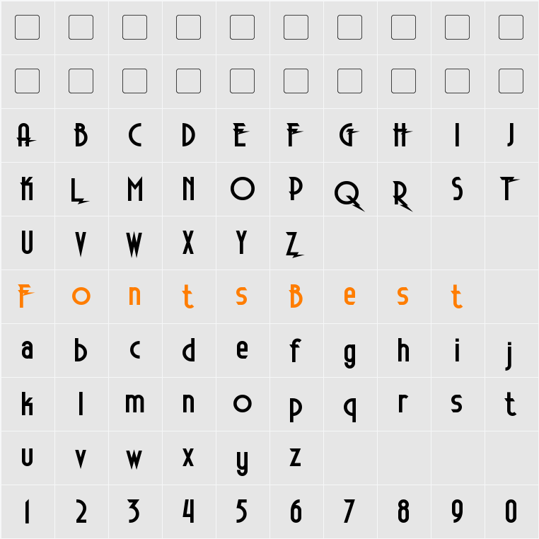 Electrorocket Character Map