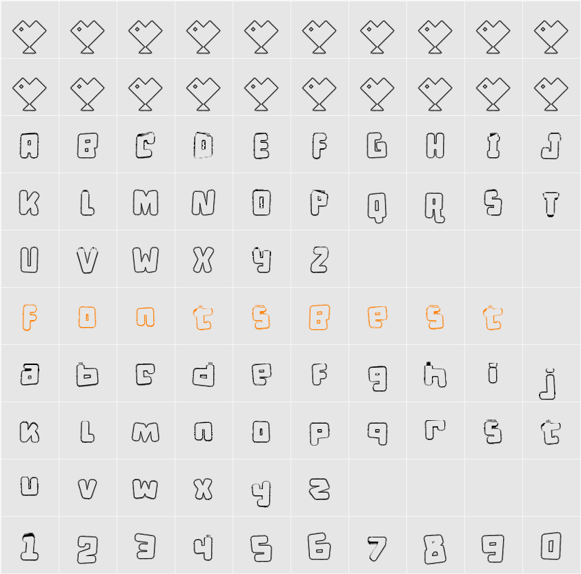 d puntillas C Lace Character Map