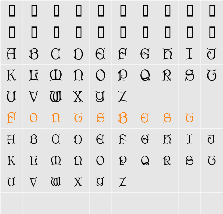 ThorinDisplayCaps Character Map