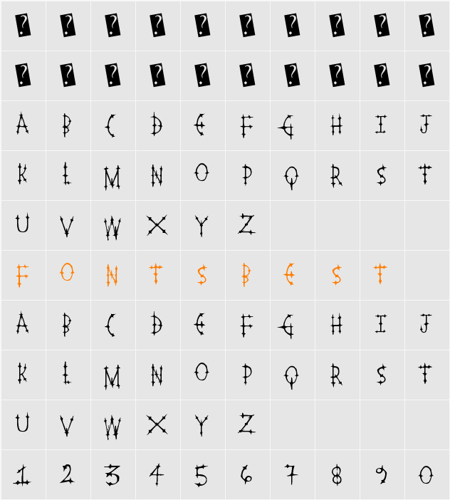 PleasureCastleStandard Character Map