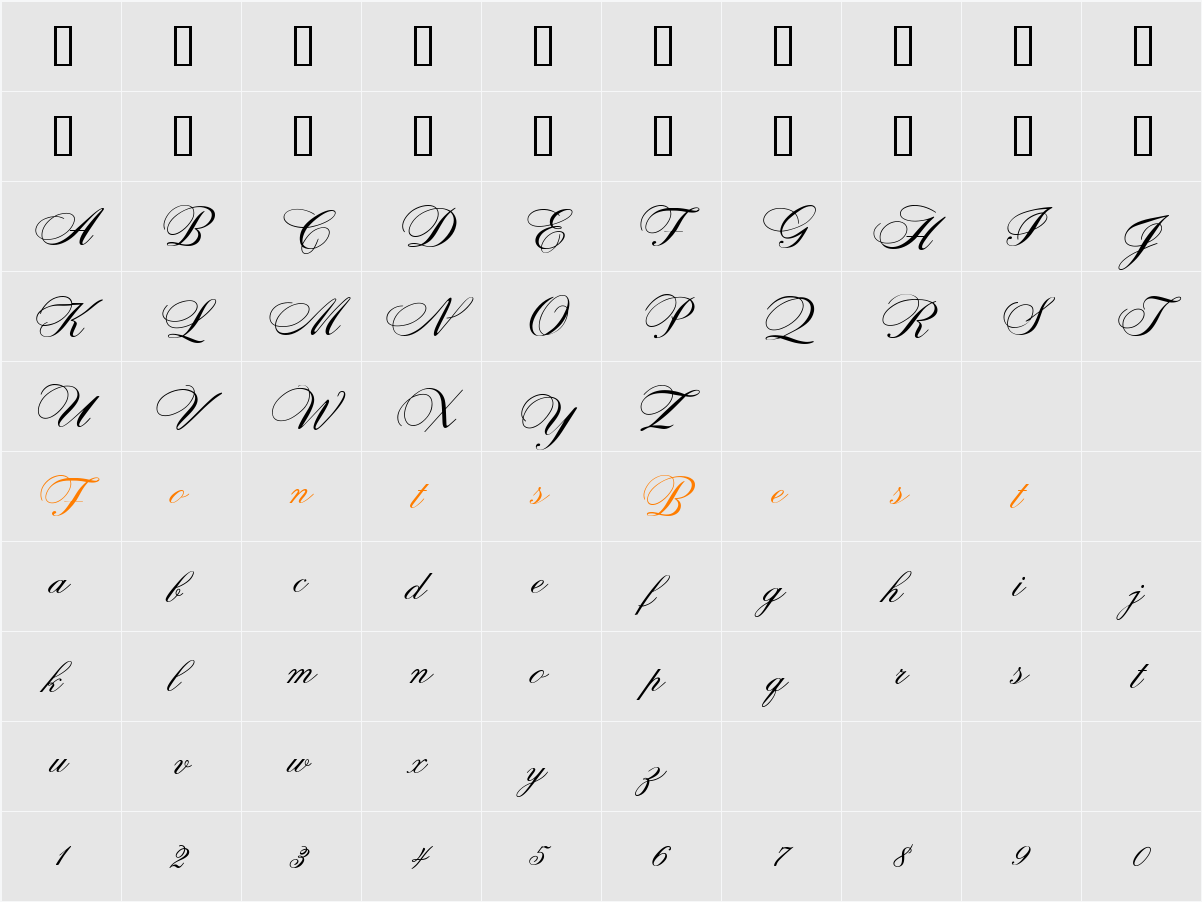 OPTICits Character Map