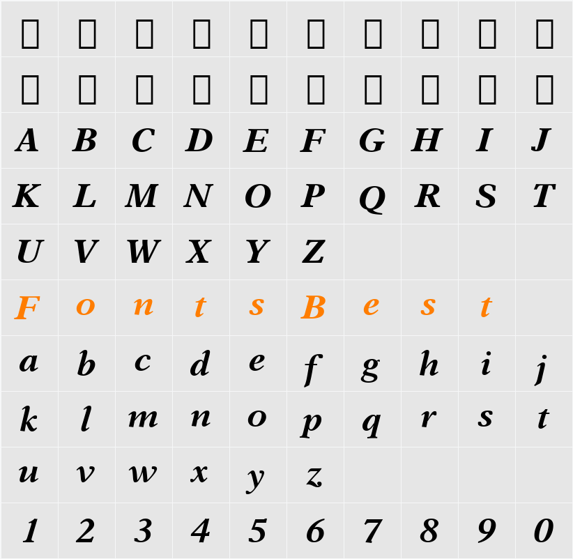 Dutch823 BT Character Map