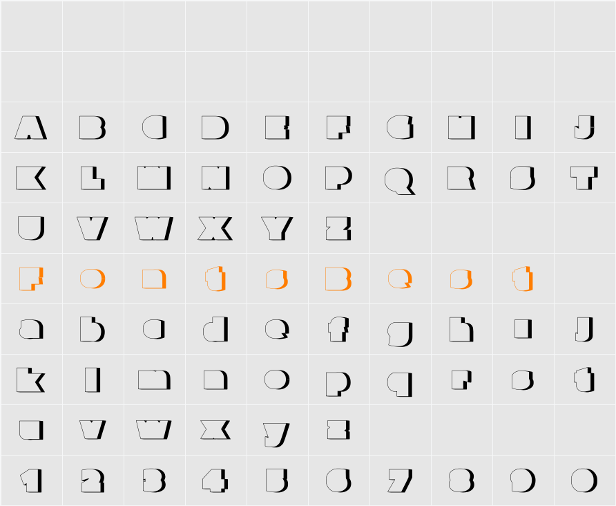 ParafuseUltraBlackShadow Character Map