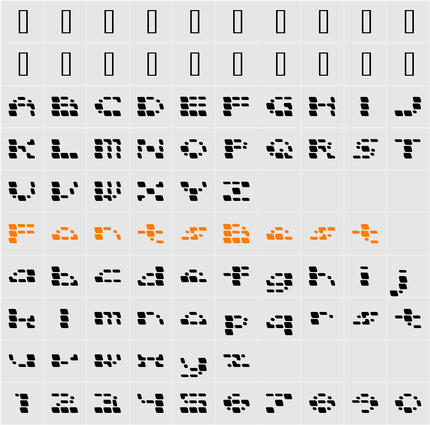 Squarrel Character Map