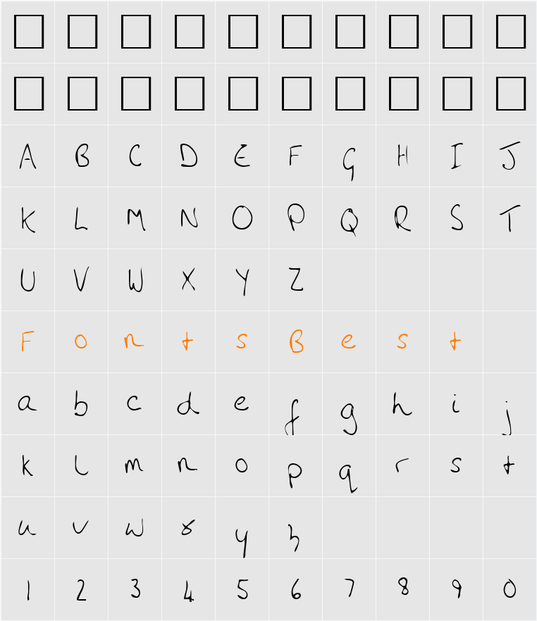 LEHN010 Character Map
