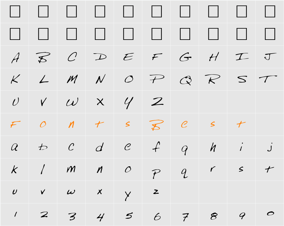 RubysHand Character Map