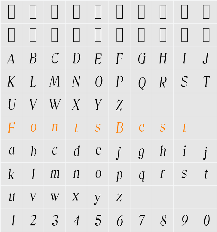 DenverSerial-Light Character Map