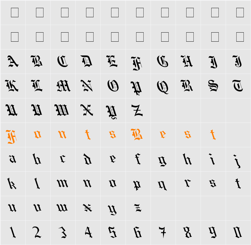 Helena Leftified Character Map