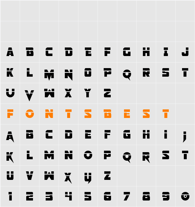 Pistoleer Laser Character Map