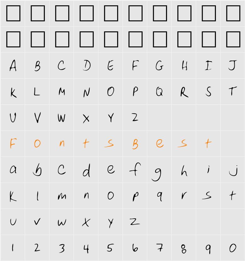 LEHN250 Character Map