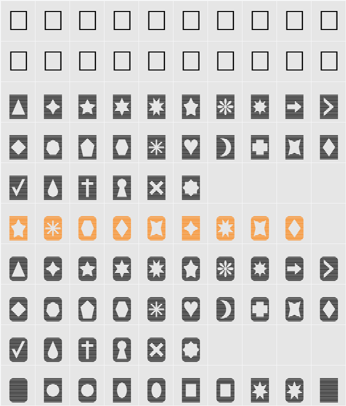 Slats n Things Character Map