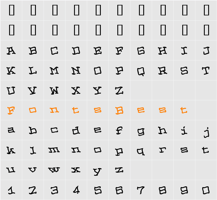 NopainLeft Character Map