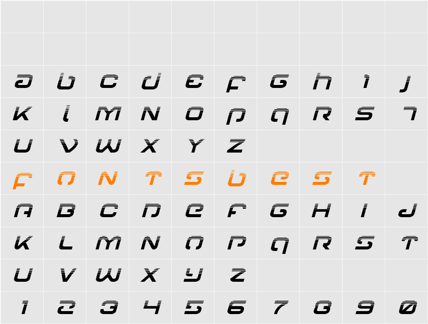Gunrunner Halftone Italic Character Map