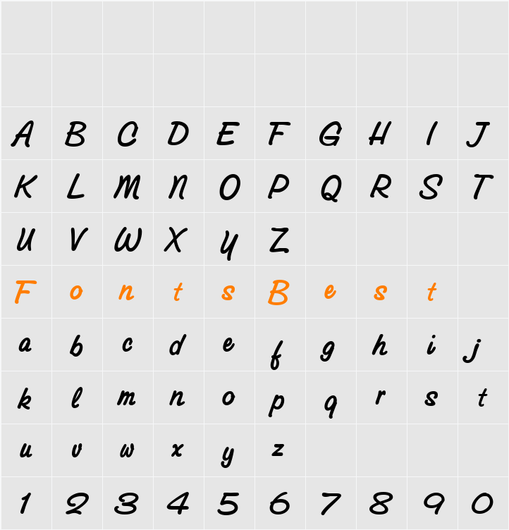 GroveScriptBold Character Map