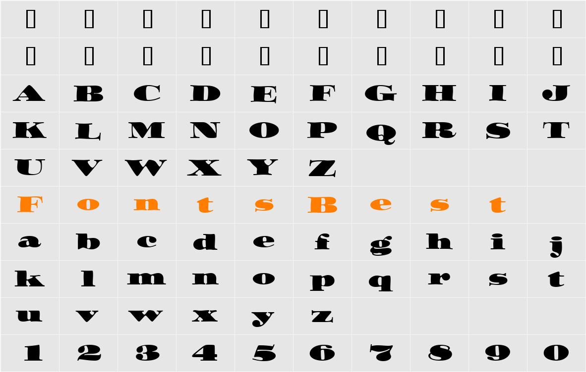 Ozwald ICG Character Map