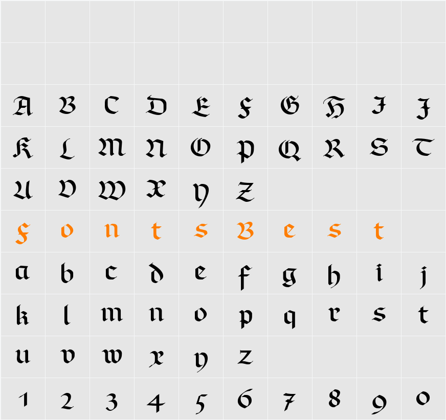 RichmondFraktur LT Regular Character Map