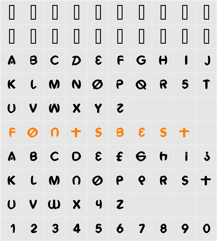 HackeIt Bold Character Map