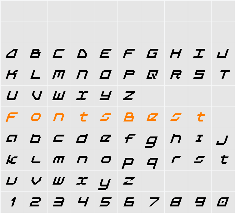 5th Agent Italic Character Map