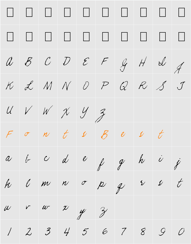 KathleenieFont Character Map