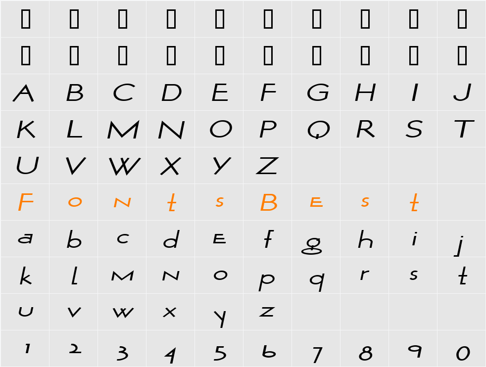 WurkerExtended Character Map