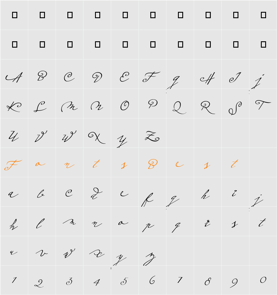 PlumeroScript Character Map