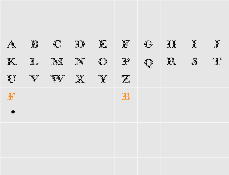 Bodoni Classic Bambus Initials Character Map