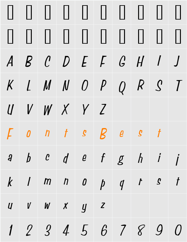 Simpson Condensed Character Map