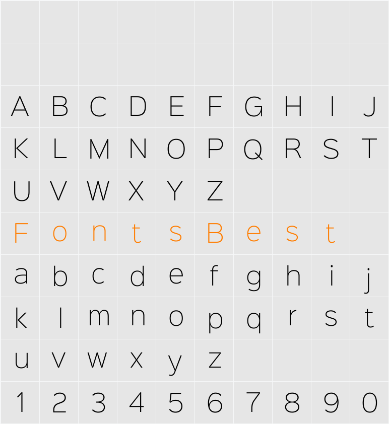 Sinkin Sans 200 X Light Character Map