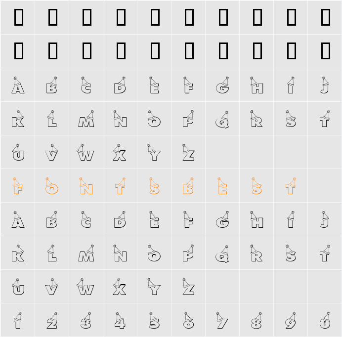 LD Party Hats Character Map
