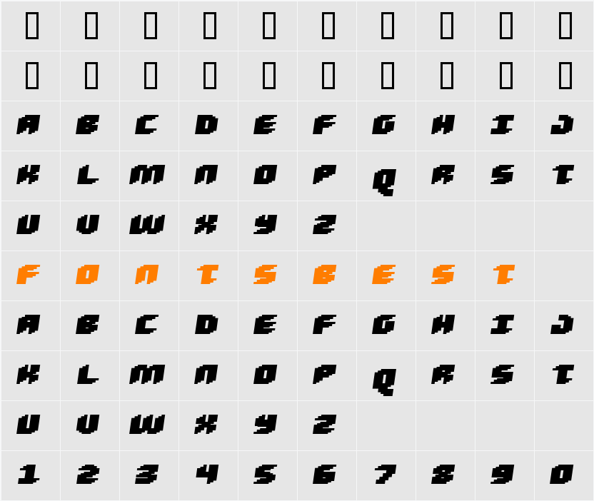 Loud noise Black Skew Character Map