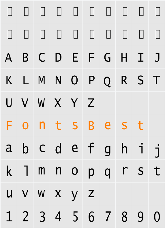 Lucida Console Thin Character Map