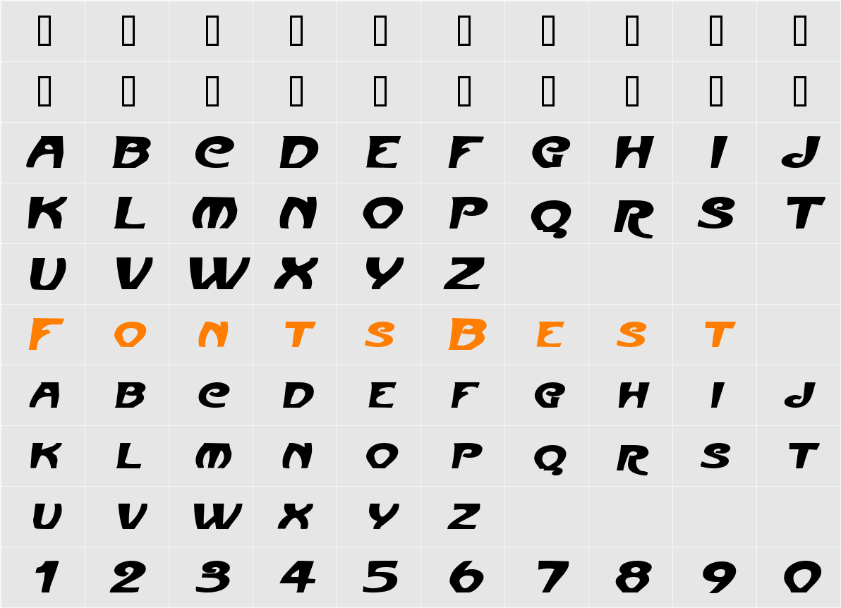 FrenchBeanExtended Character Map