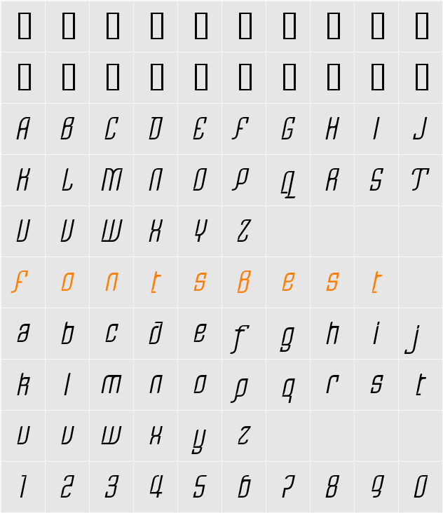 LTRezident One Character Map