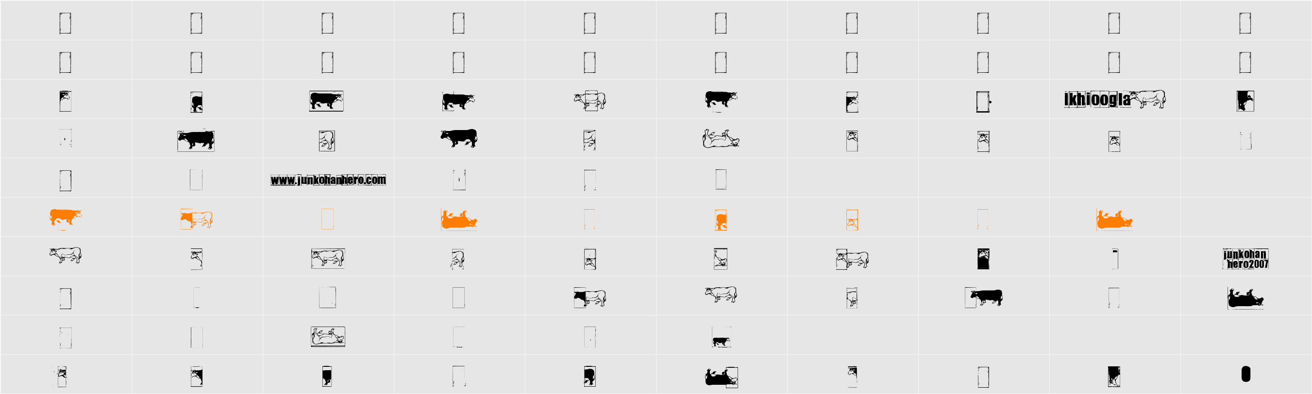 IKHIOOGLAcow Character Map