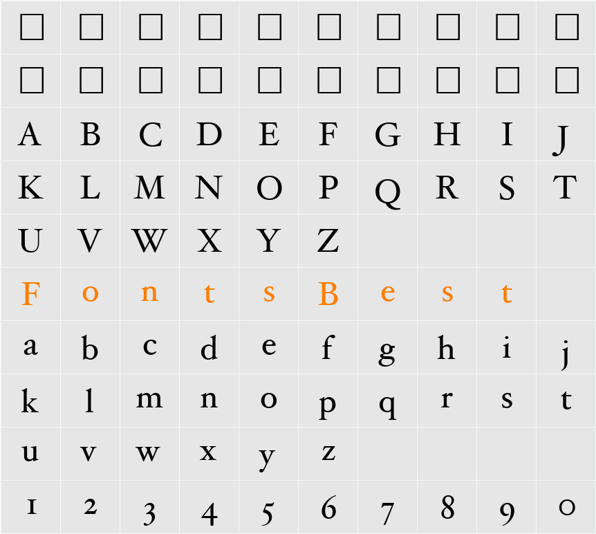 Hoefler Text Character Map