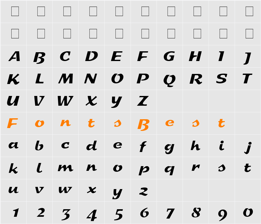 Quality Script Character Map