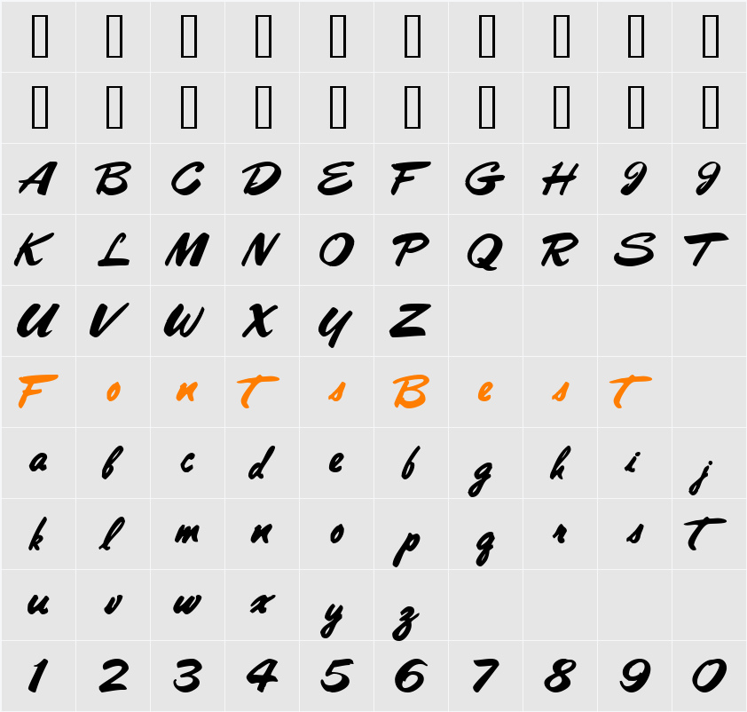 PanareaScriptSSi Character Map