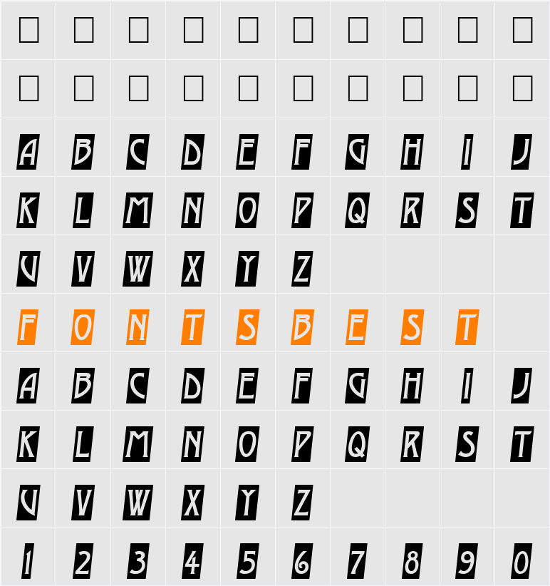 a_ModernoCmObl Character Map